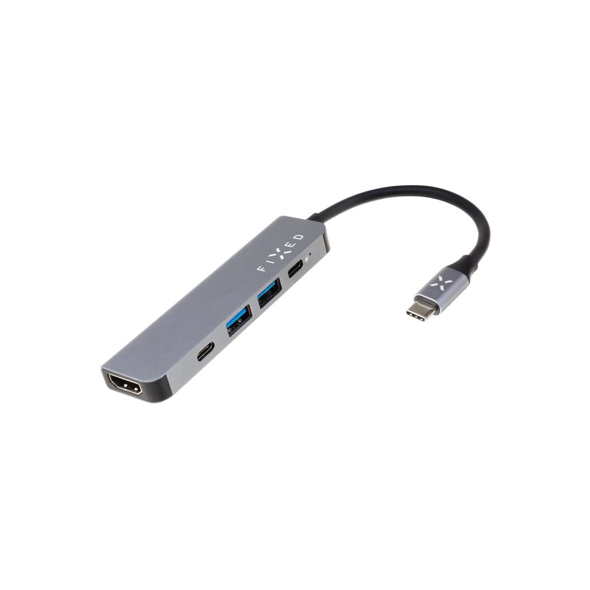 5portový hliníkový USB-C hub FIXED HUB Mini pro notebooky a tablety - šedý