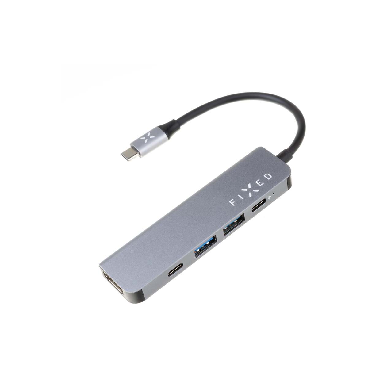 5portový hliníkový USB-C hub FIXED HUB Mini pro notebooky a tablety - šedý