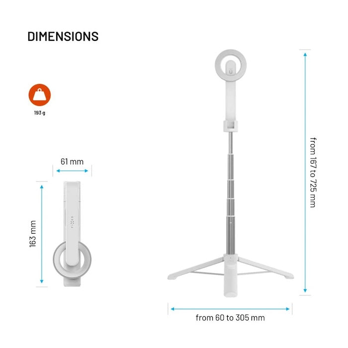 MagSafe selfie stick s tripodem FIXED MagSnap - bílý - bonami.click
