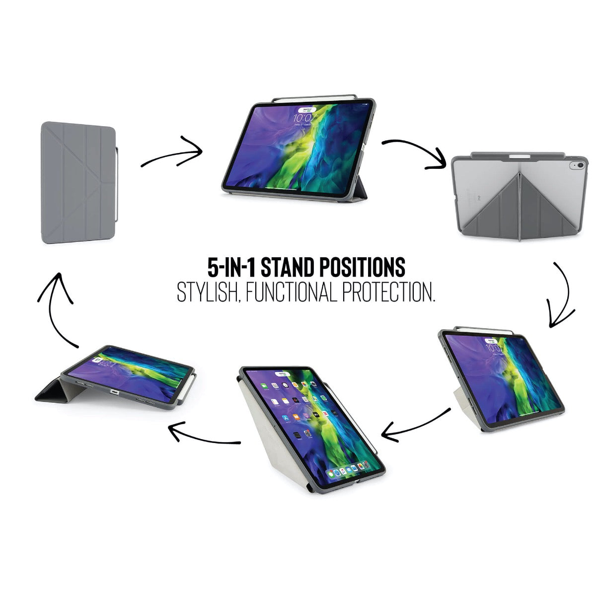 Pouzdro Pipetto Origami pro iPad Air 4 10.9" (2020) s prostorem na Apple Pencil - šedé - bonami.click