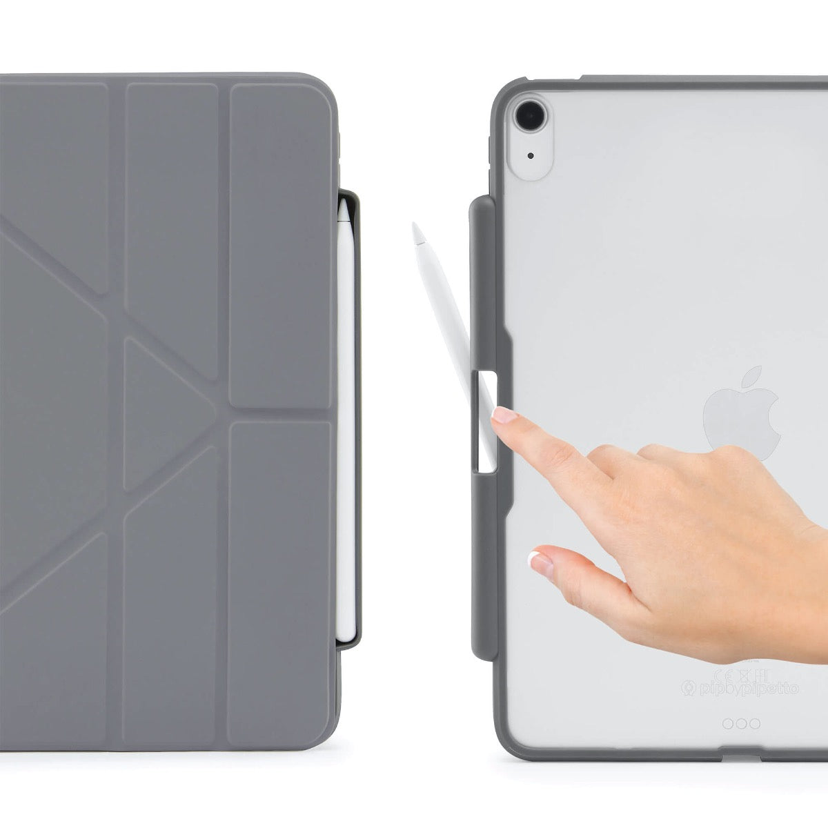 Pouzdro Pipetto Origami pro iPad Air 4 10.9" (2020) s prostorem na Apple Pencil - šedé - bonami.click