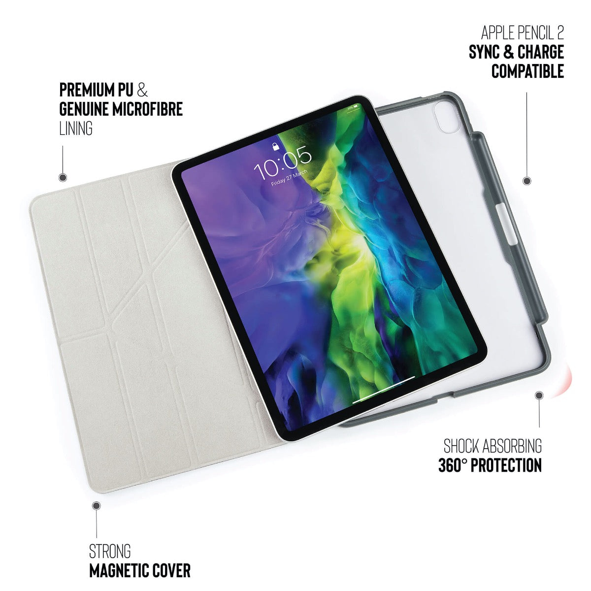 Pouzdro Pipetto Origami pro iPad Air 4 10.9" (2020) s prostorem na Apple Pencil - šedé - bonami.click