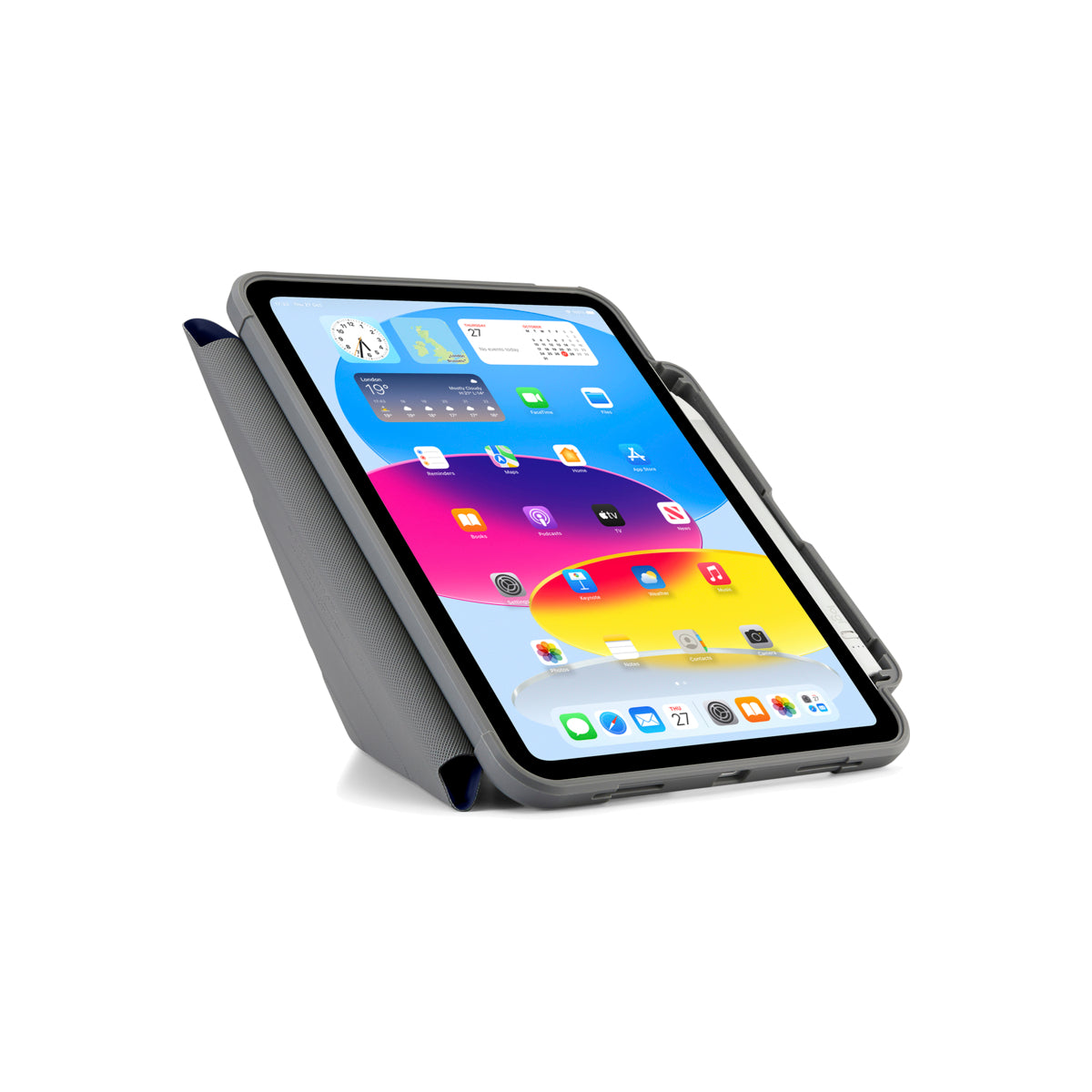 Polohovatelné pouzdro pro iPad 10. gen Pipetto Origami Pencil Shield - tmavě modré - bonami.click
