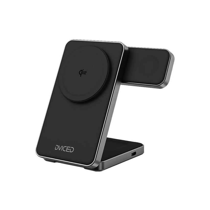 Skládací 3v1 MagSafe Qi2 nabíječka Dviced se stojánkem – černá - bonami.click