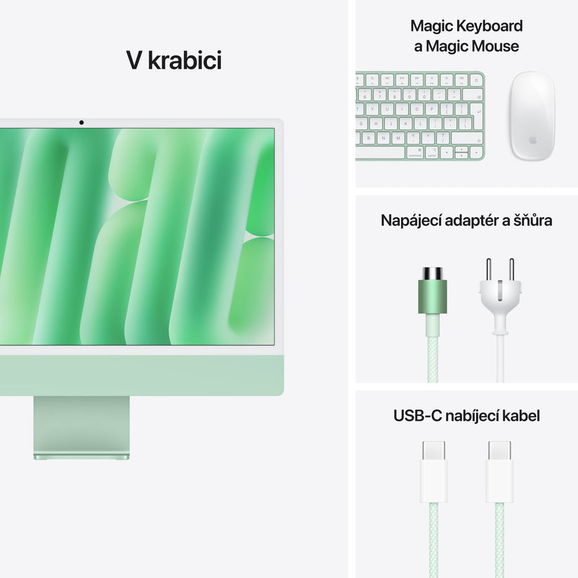 iMac 24“ 4.5K displej, Apple M4 10jádrové CPU, 10jádrové GPU, 16GB, 256GB SSD, CZ - zelený (otevřený) - bonami.click