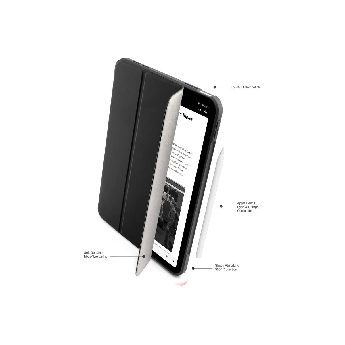 Pouzdro pro iPad (A16) / (22) Pipetto Origami No7 Tri-Folio Case - černé