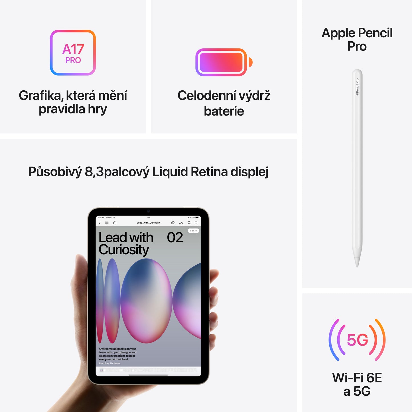 Apple iPad mini Wi-Fi + Cellular 256GB - hvězdně bílý