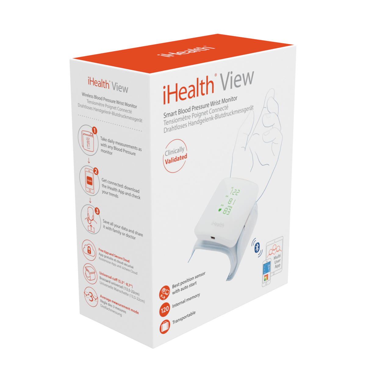 Chytrý zápěstní měřič krevního tlaku iHealth VIEW BP7s