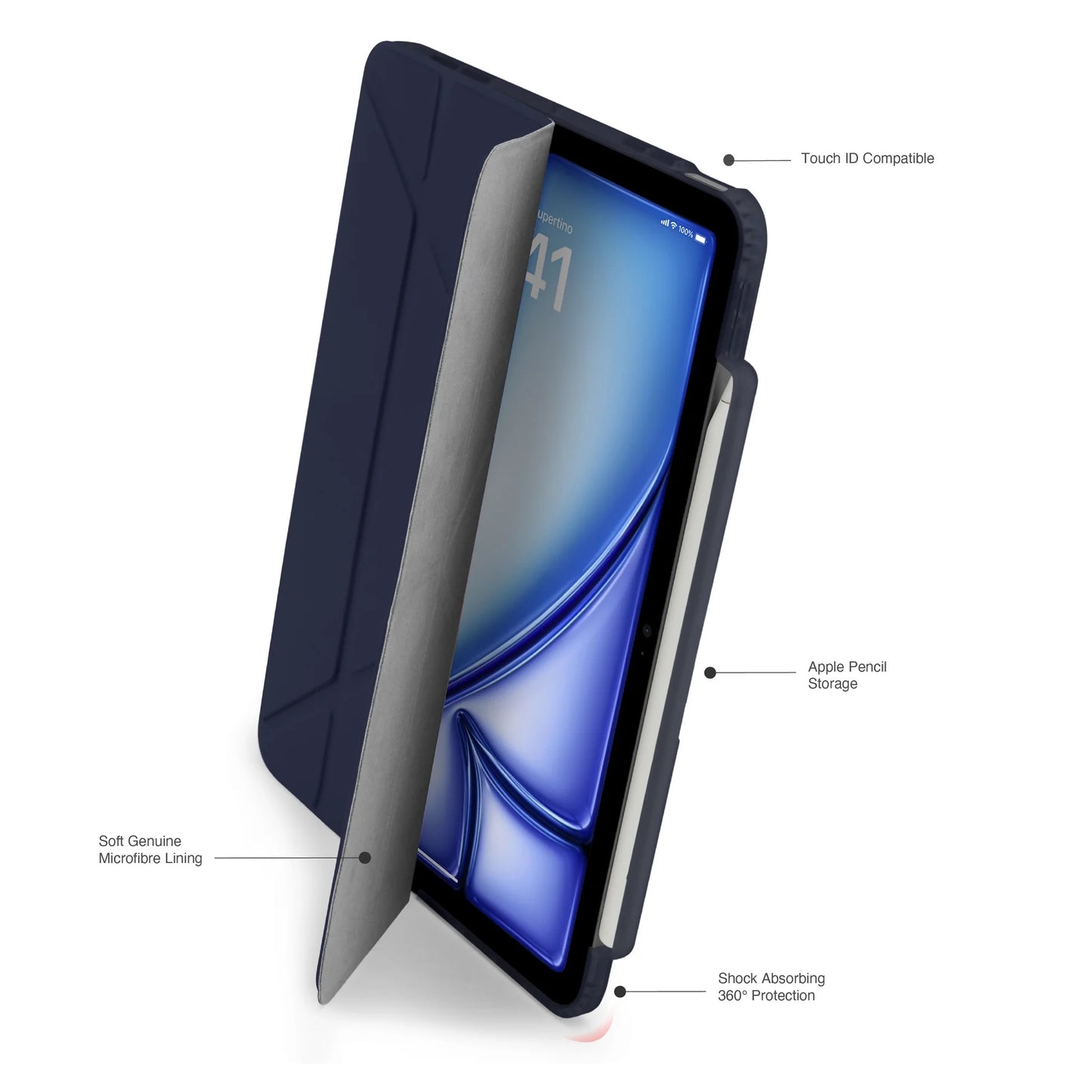 Kryt na iPad Air Pipetto Origami No3 Pencil Case - tmavě modrý - bonami.click