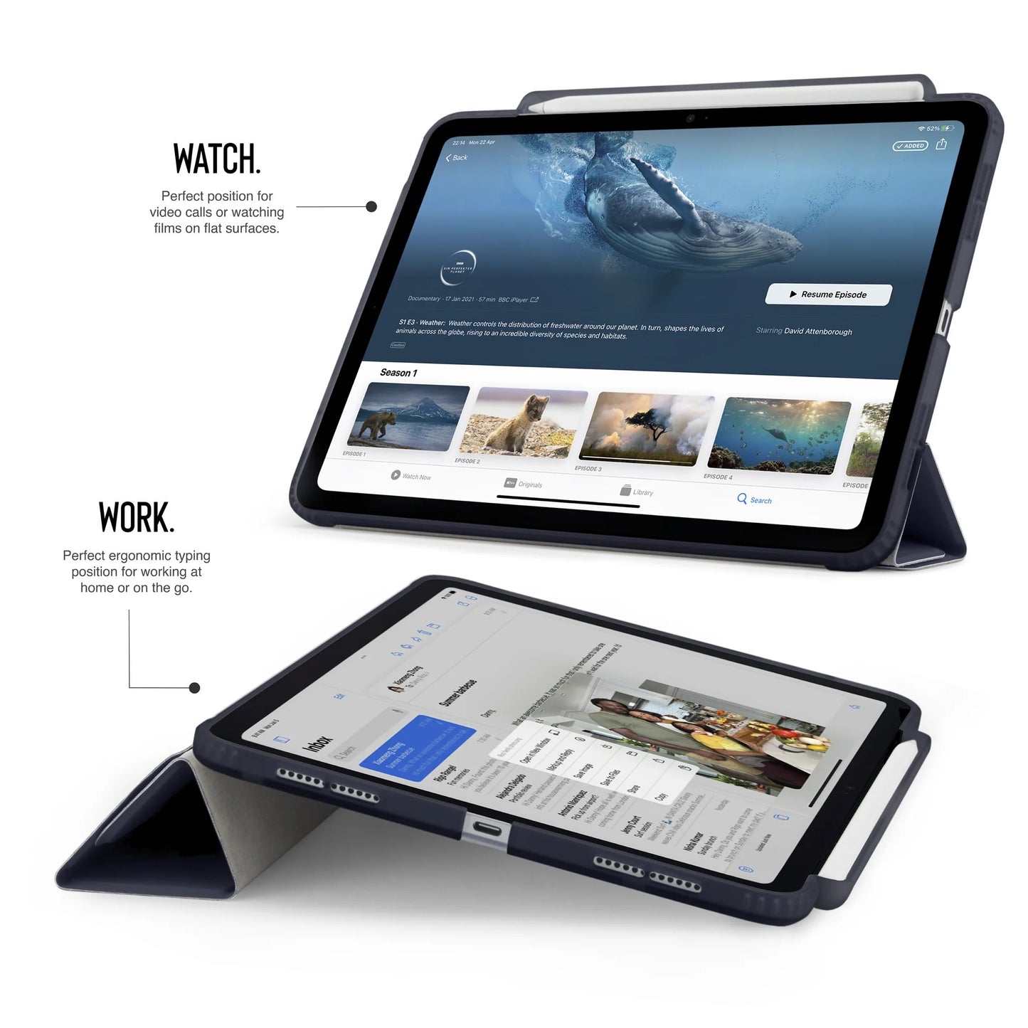 Kryt na iPad Air Pipetto Origami No3 Pencil Case - tmavě modrý - bonami.click