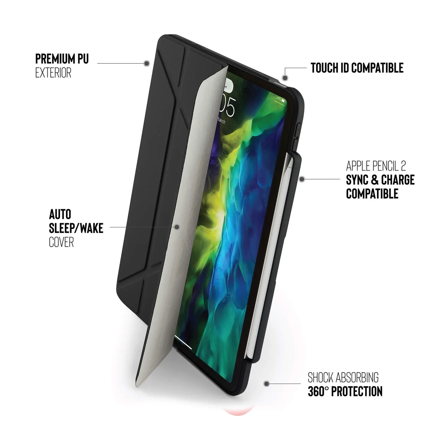 Kryt na iPad Air Pipetto Origami No3 Pencil Case - černý - bonami.click