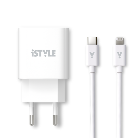 20W PD adaptér s kabelem iSTYLE - bílý - bonami.click