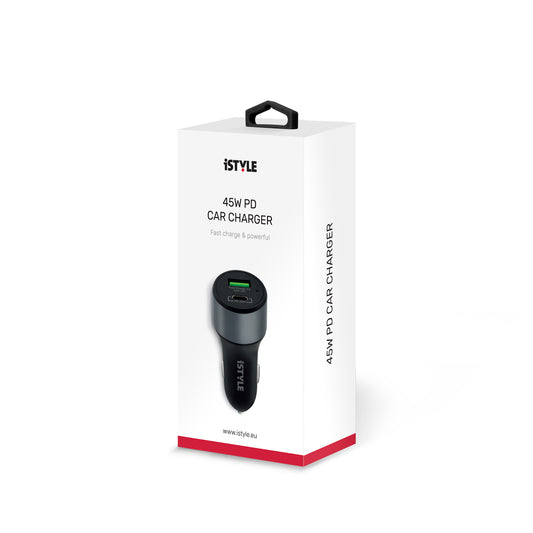 Nabíjecí adaptér do auta iSTYLE 45W PD - vesmírně černý - bonami.click