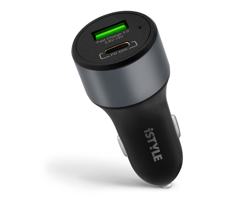 Nabíjecí adaptér do auta iSTYLE 45W PD - vesmírně černý - bonami.click