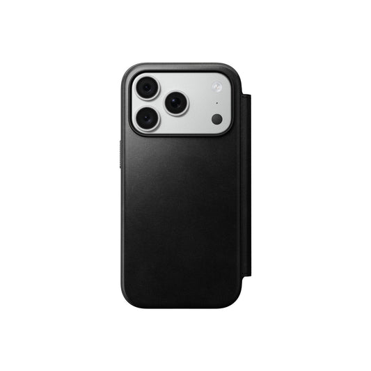 Kožené flipové pouzdro pro iPhone 18 Pro/17 Pro Nomad Modern Leather Folio Horween - černá