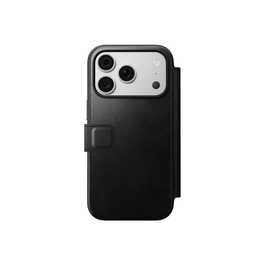 Kožené flipové pouzdro pro iPhone 18 Pro/17 Pro Nomad Modern Leather Folio Horween - černá