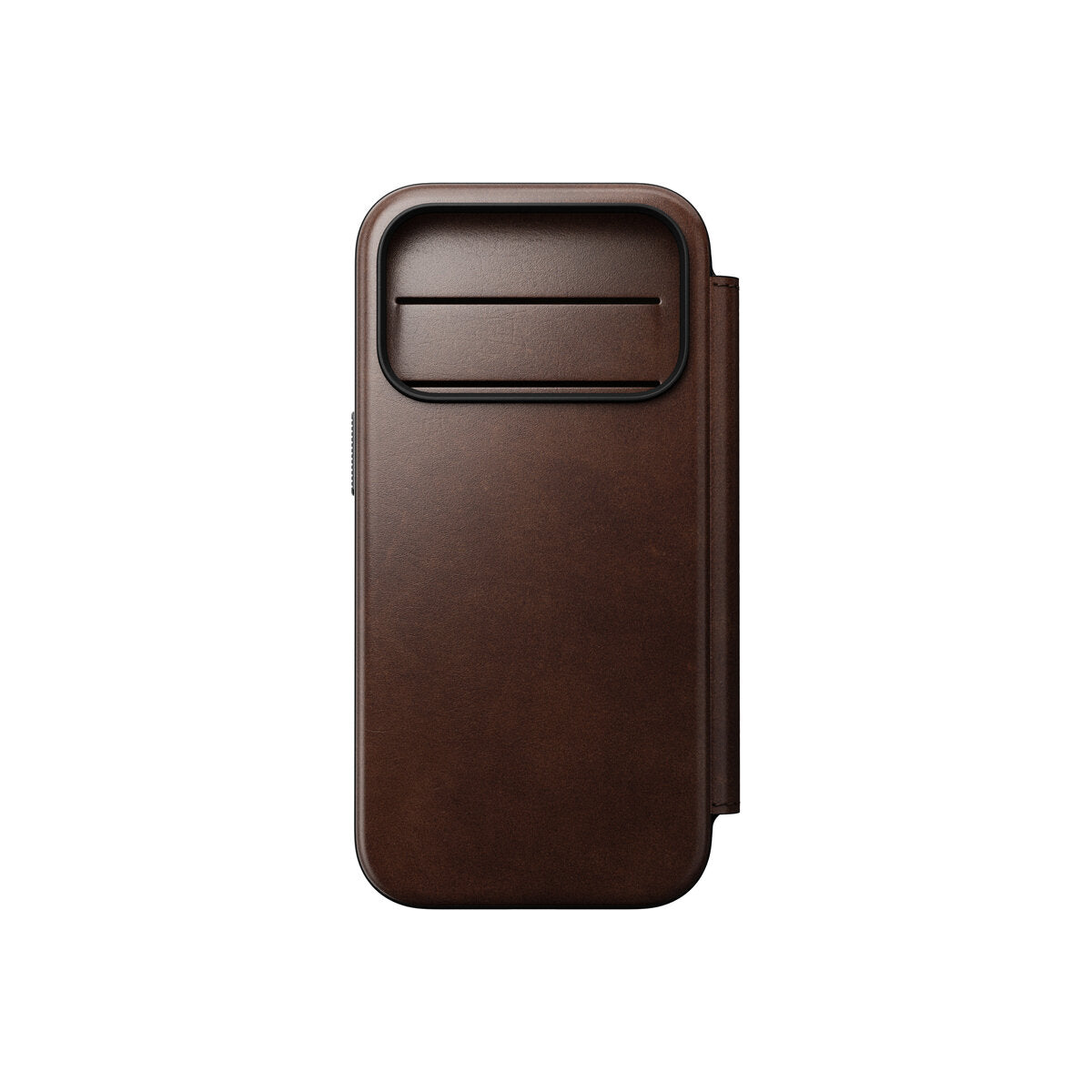 Kožené flipové pouzdro pro iPhone 18 Pro/17 Pro Nomad Modern Leather Folio Horween - rustic brown (tmavě hnědá)