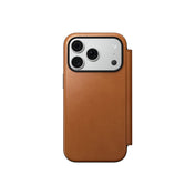Kožené flipové pouzdro pro iPhone 18 Pro/17 Pro Nomad Modern Leather Folio Horween - saddle (hnědá)