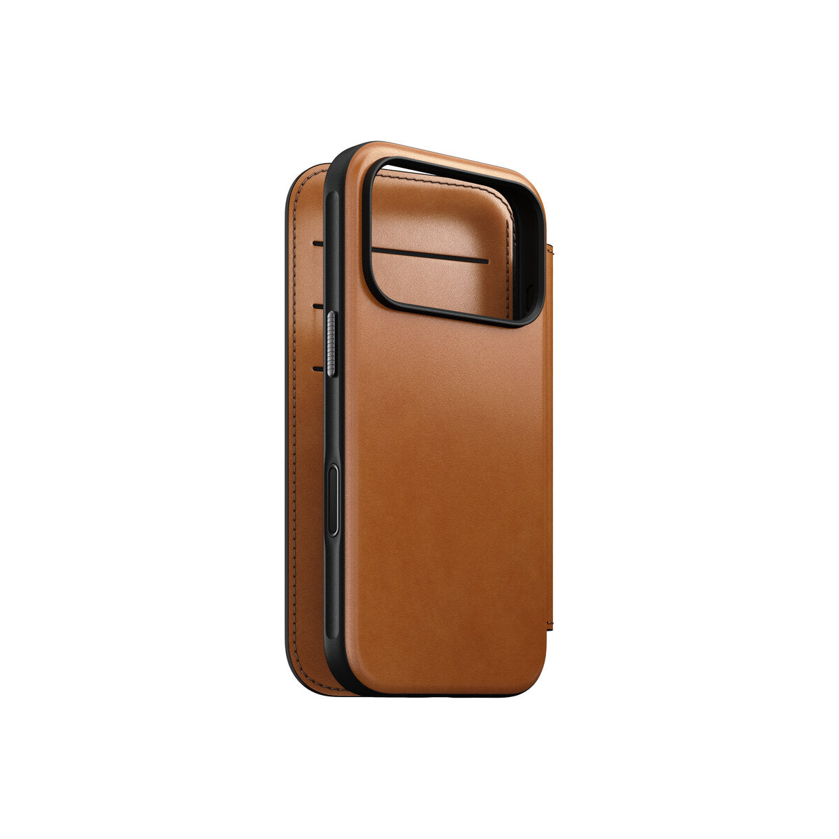 Kožené flipové pouzdro pro iPhone 18 Pro/17 Pro Nomad Modern Leather Folio Horween - saddle (hnědá)