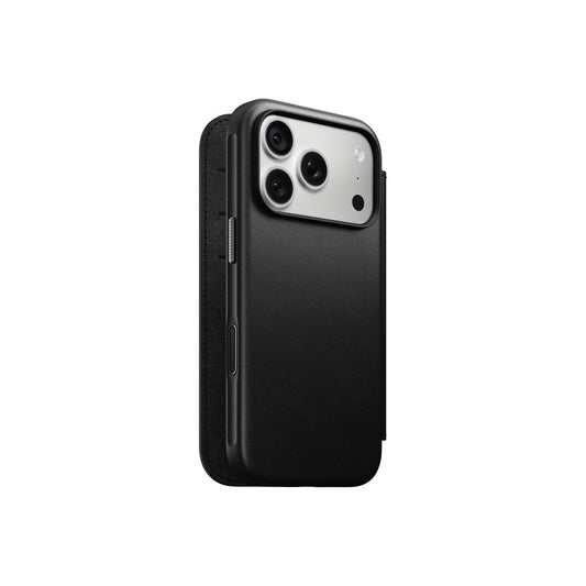 Kožené flipové pouzdro pro iPhone 18 Pro/17 Pro Nomad Modern Leather Folio - černá