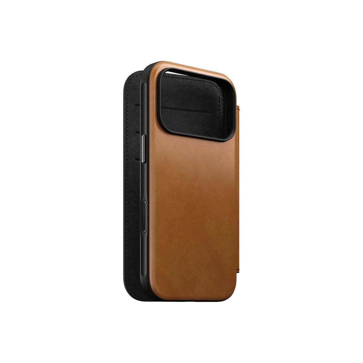 Kožené flipové pouzdro pro iPhone 18 Pro/17 Pro Nomad Modern Leather Folio - english tan (světle hnědá)