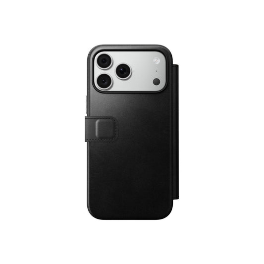 Kožené flipové pouzdro pro iPhone 18 Pro Max/17 Pro Max Nomad Modern Leather Folio Horween - černá