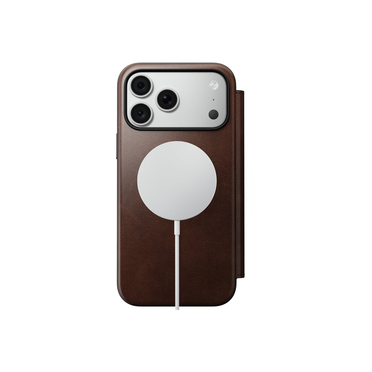 Kožené flipové pouzdro pro iPhone 18 Pro Max/17 Pro Max Nomad Modern Leather Folio Horween - rustic brown (tmavě hnědá)