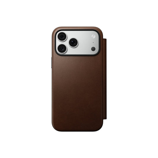 Kožené flipové pouzdro pro iPhone 18 Pro Max/17 Pro Max Nomad Modern Leather Folio - hnědá