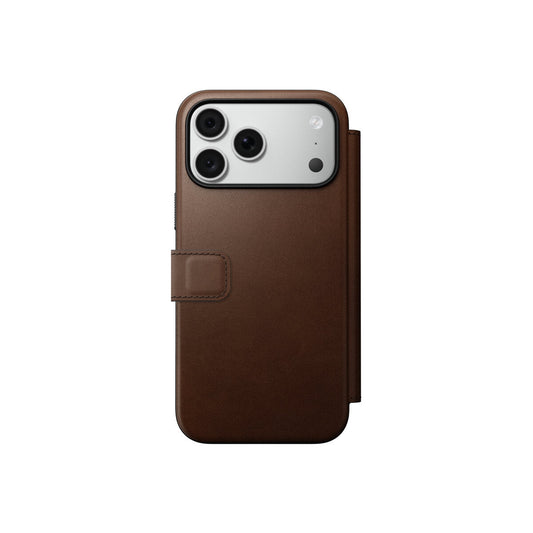 Kožené flipové pouzdro pro iPhone 18 Pro Max/17 Pro Max Nomad Modern Leather Folio - hnědá