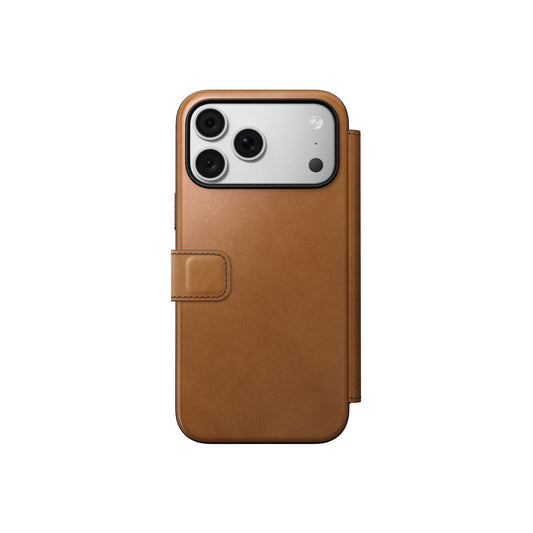 Kožené flipové pouzdro pro iPhone 18 Pro Max/17 Pro Max Nomad Modern Leather Folio - english tan (světle hnědá)