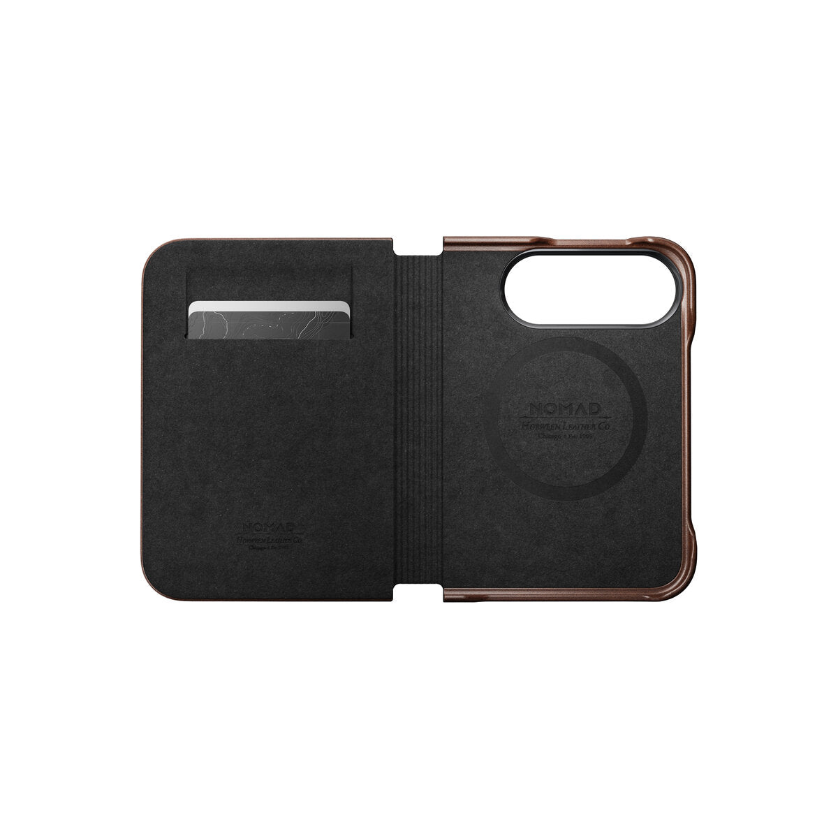 Kožené flipové pouzdro pro iPhone Duo Nomad Traditional Leather Folio Horween - rustic brown (tmavě hnědá)