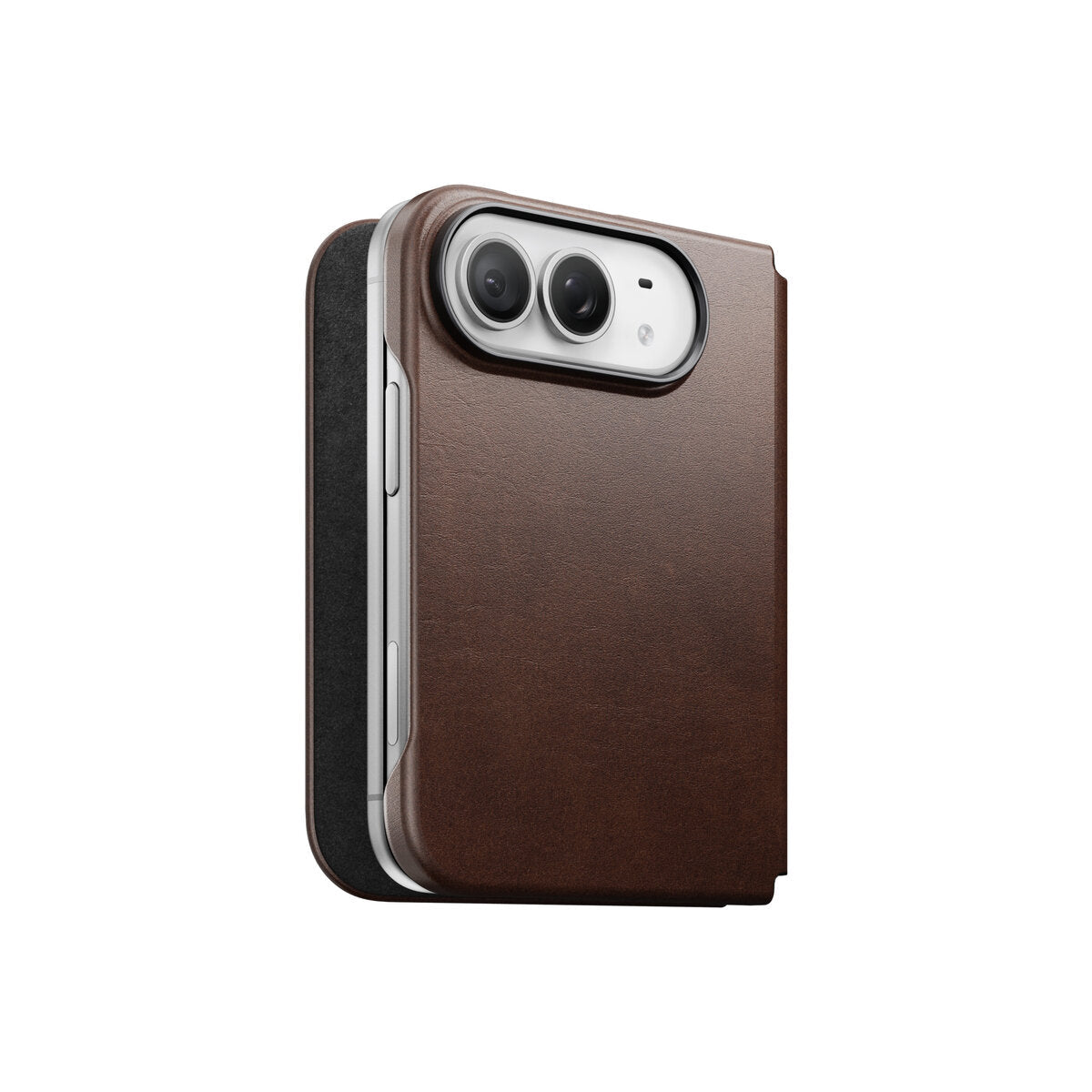 Kožené flipové pouzdro pro iPhone Duo Nomad Traditional Leather Folio Horween - rustic brown (tmavě hnědá)