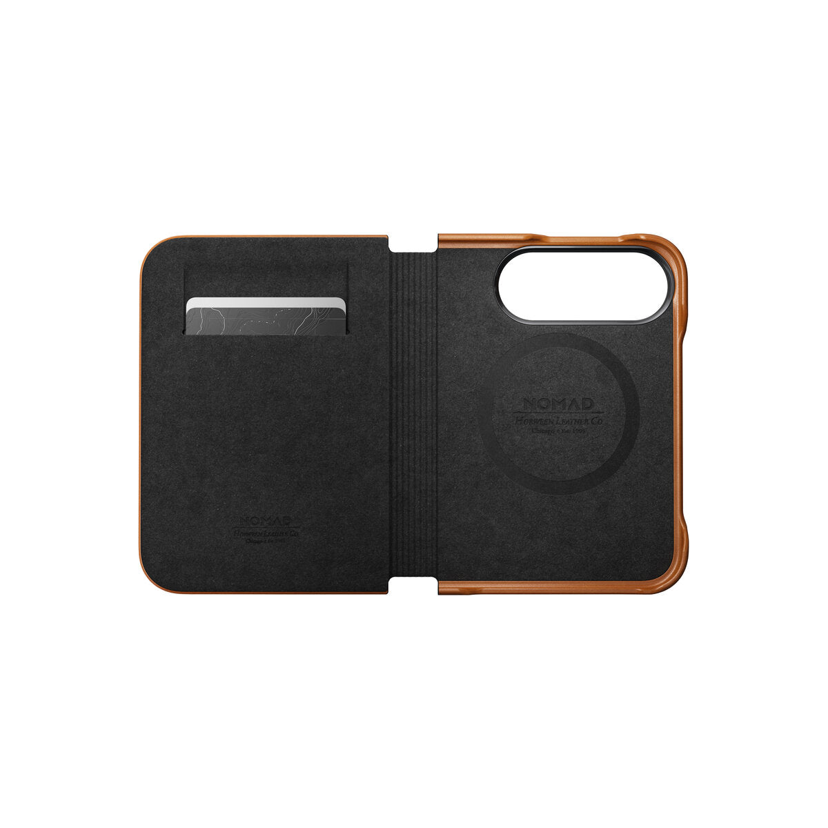 Kožené flipové pouzdro pro iPhone Duo Nomad Traditional Leather Folio Horween - saddle (hnědá)
