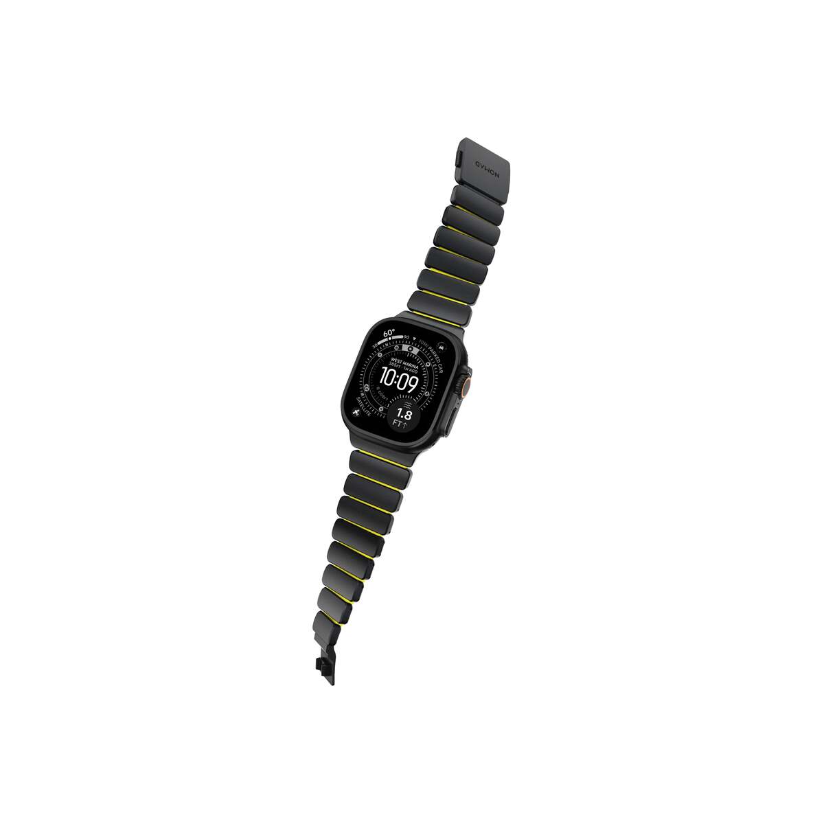 Řemínek pro Apple Watch 45/46/49 mm Nomad Stratos Band FKM - černý/volt