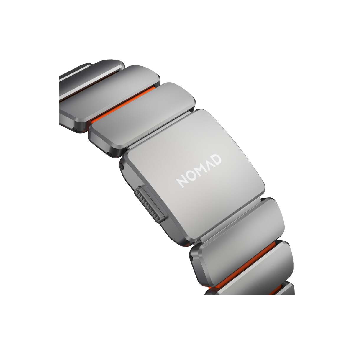 Řemínek pro Apple Watch 45/46/49 mm Nomad Stratos Band FKM - stříbrný/oranžový