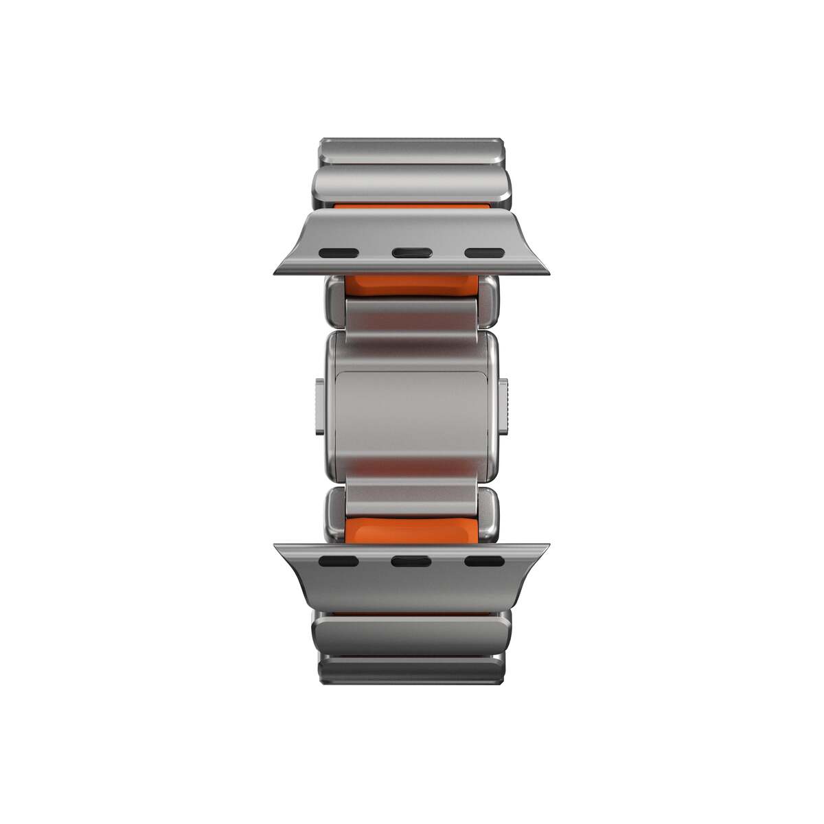 Řemínek pro Apple Watch 45/46/49 mm Nomad Stratos Band FKM - stříbrný/oranžový