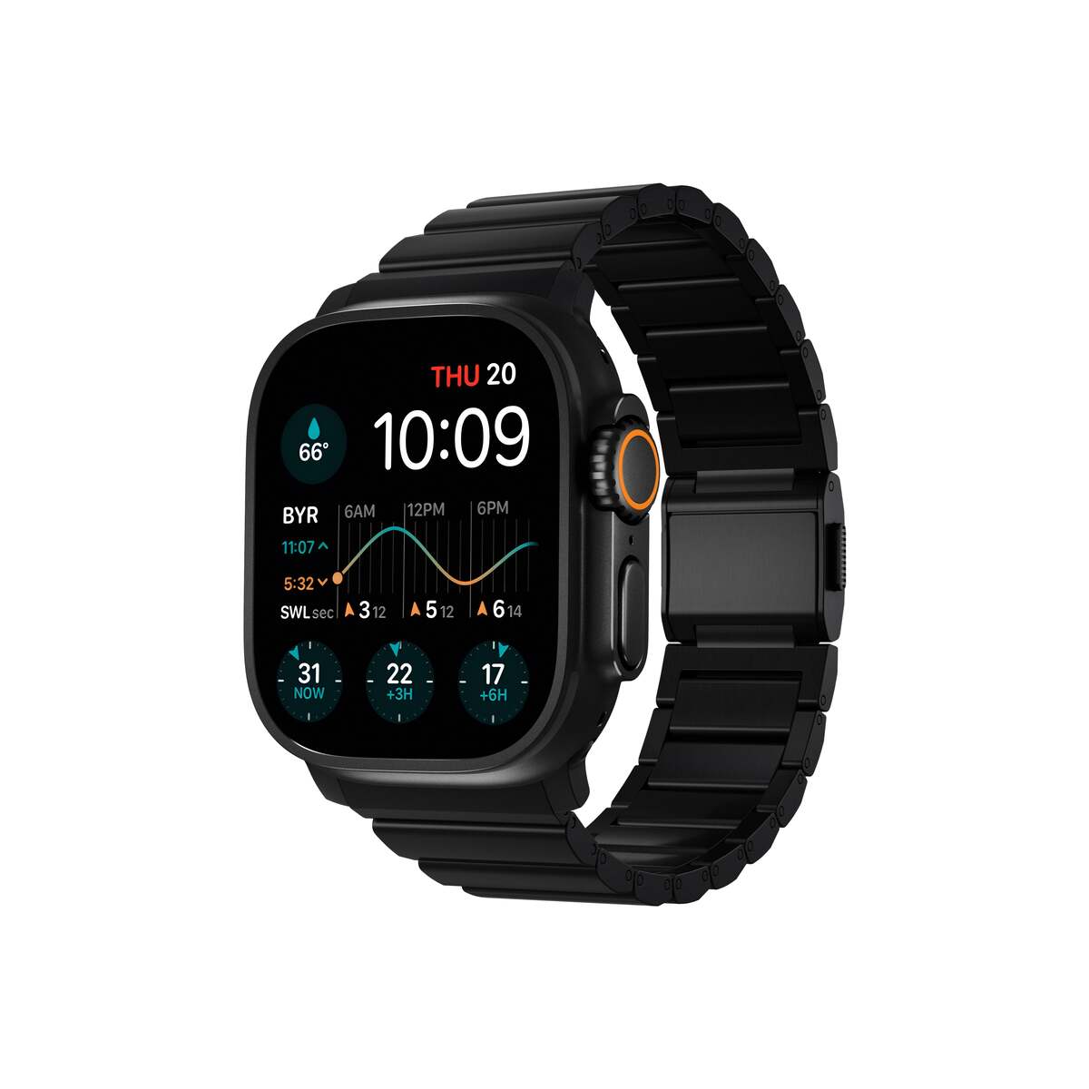 Řemínek pro Apple Watch 45/46/49 mm Nomad Titanium Band V2 - černý