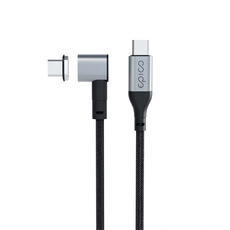 Magnetický opletený datový kabel USB-C na USB-C Epico - šedý - bonami.click