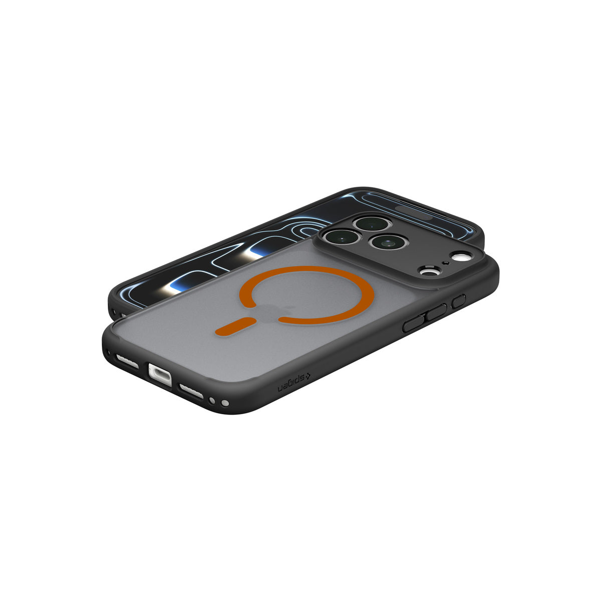 MagSafe kryt pro iPhone 18 Pro Max/17 Pro Max Spigen Ultra Hybrid MagSafe - matovaná černá/oranžová (frost)