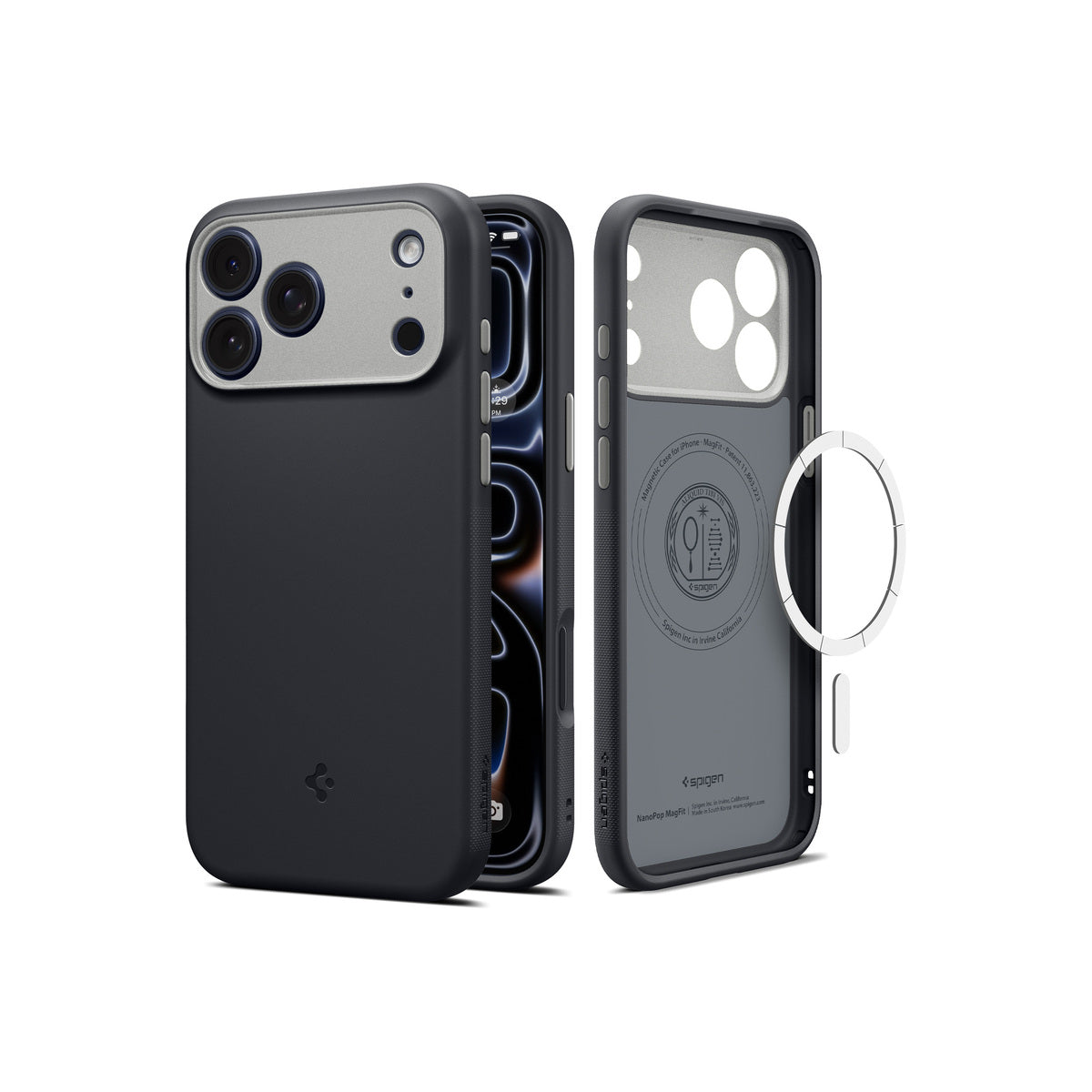 MagSafe kryt pro iPhone 18 Pro Max/17 Pro Max Spigen Nano Pop MagSafe - black sesame