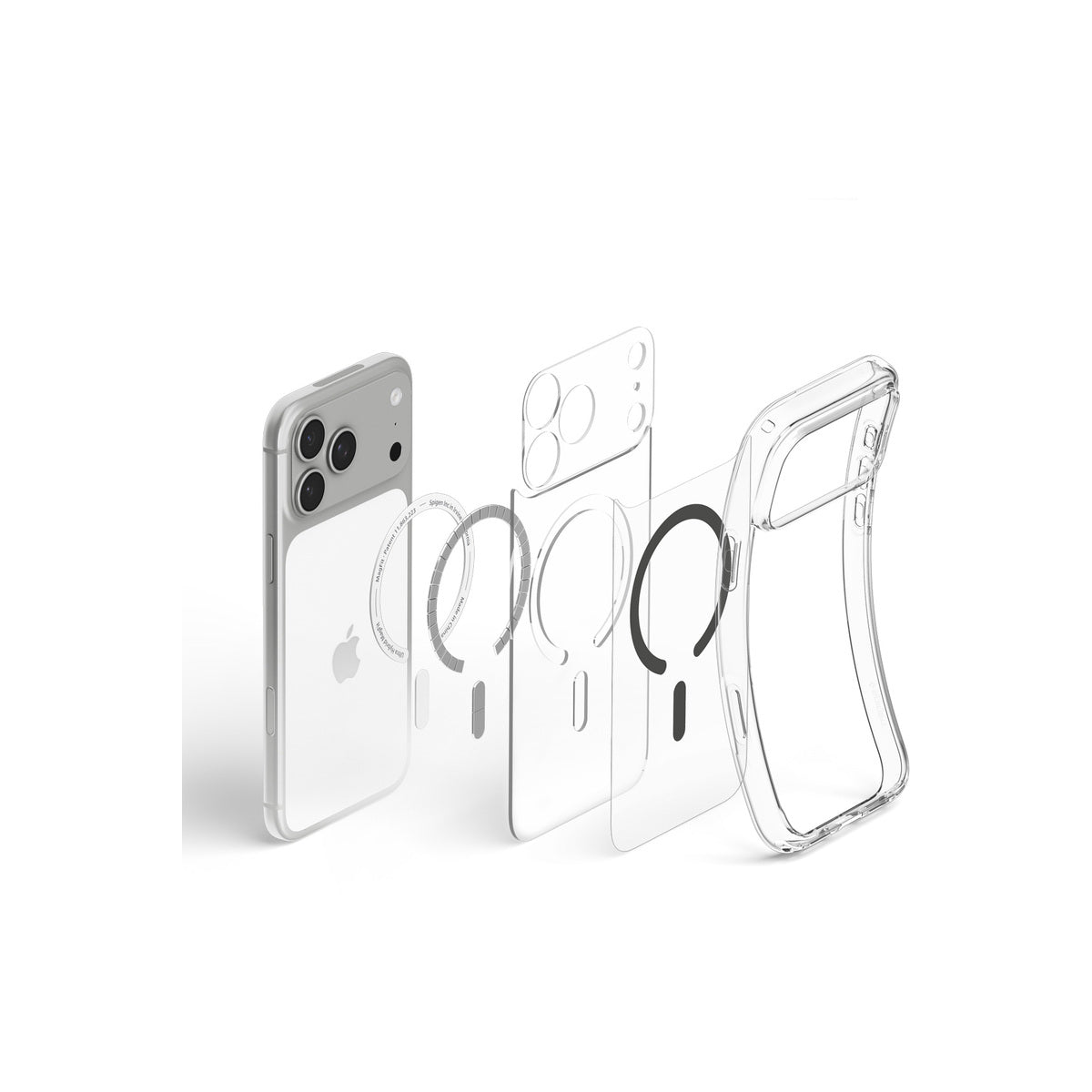 MagSafe kryt pro iPhone 18 Pro/17 Pro Spigen Ultra Hybrid MagSafe - průhledná s grafitovým akcentem
