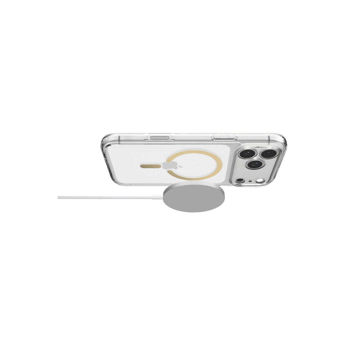 MagSafe kryt pro iPhone 18 Pro/17 Pro Spigen Ultra Hybrid MagSafe - průhledná se zlatým akcentem