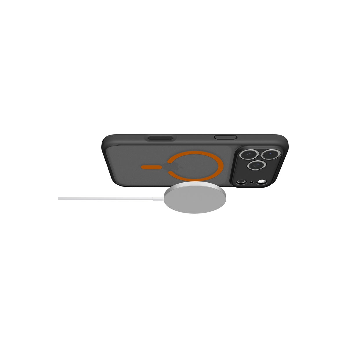 MagSafe kryt pro iPhone 18 Pro/17 Pro Spigen Ultra Hybrid MagSafe - matovaná černá/oranžová (frost)