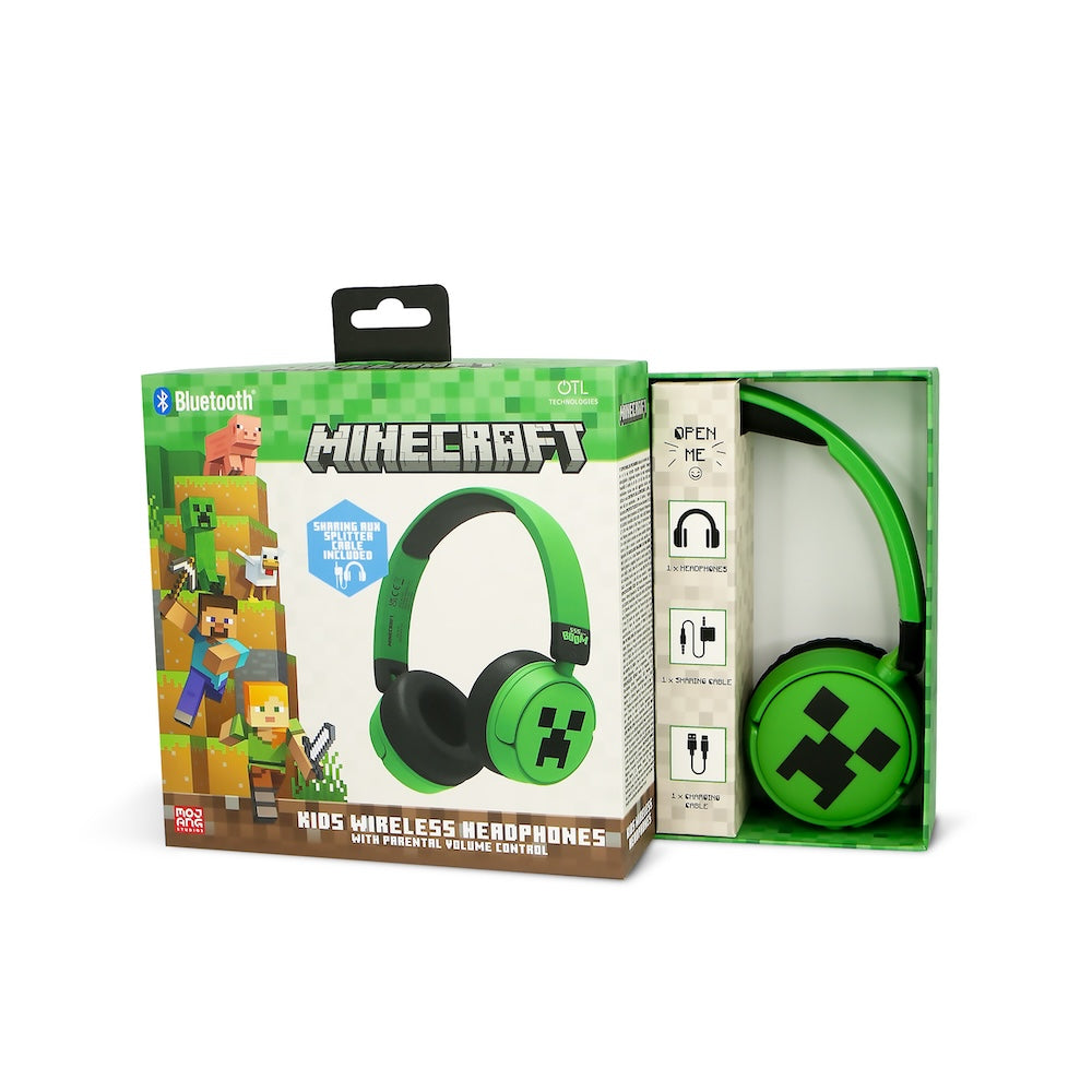 Dětská bezdrátová sluchátka OTL Minecraft Creeper Kids - zelená - bonami.click