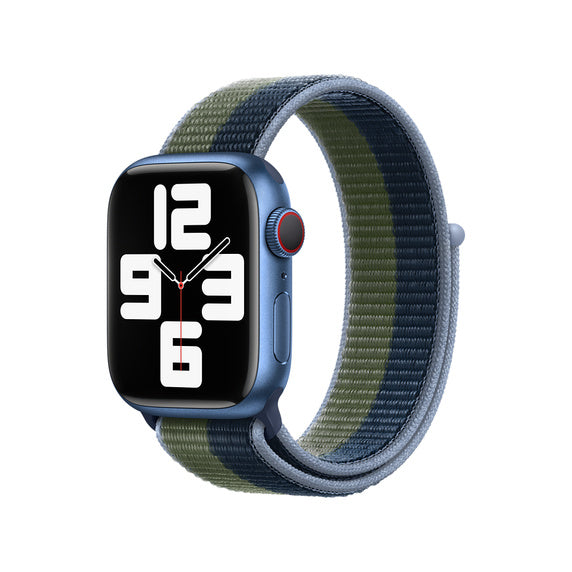 Apple Watch 38/40/41 mm hlubinně modrý / mechově zelený provlékací sportovní řemínek