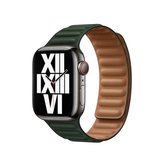 Apple Watch 38/40/41 mm sekvojově zelený kožený tah – S/M
