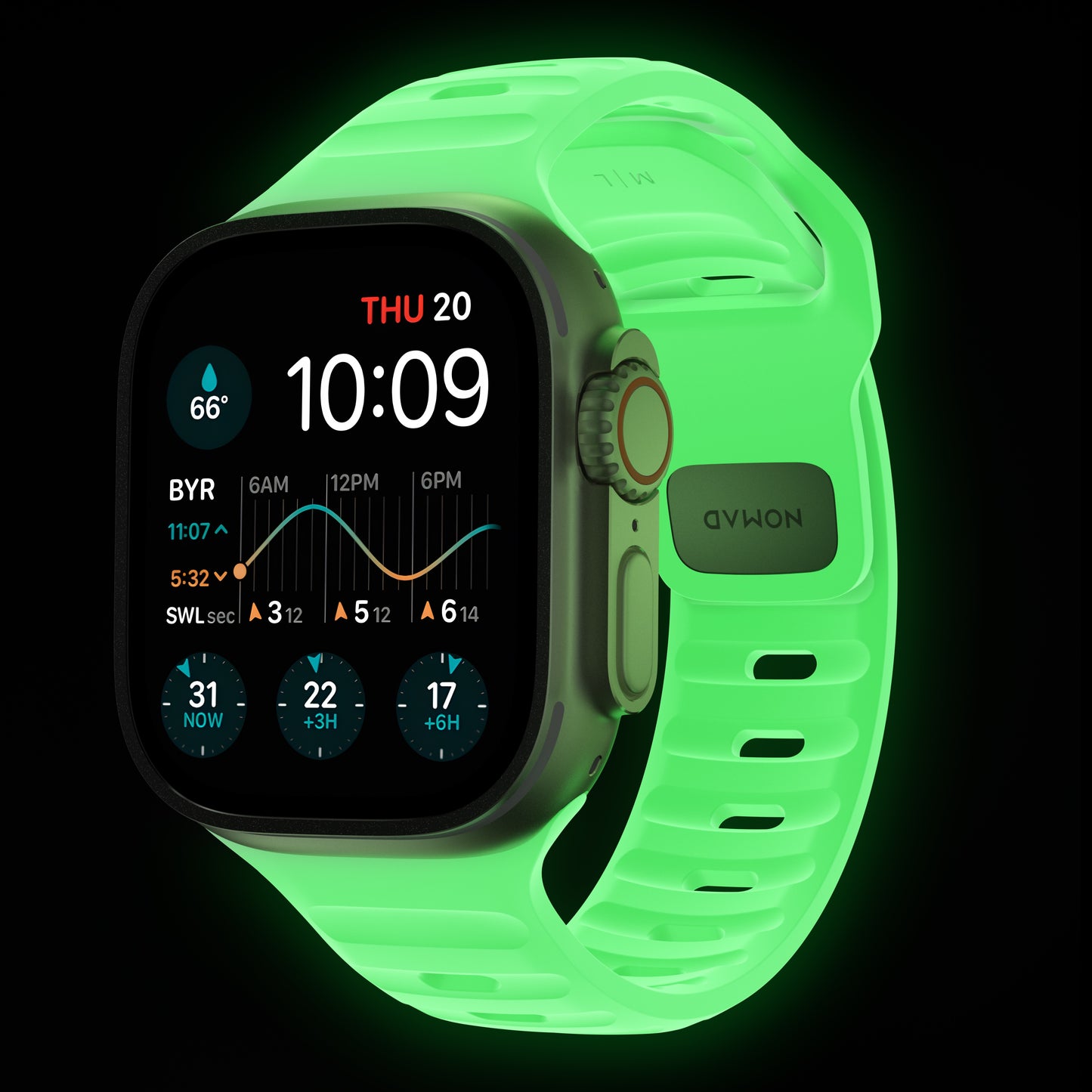 Řemínek pro Apple Watch 42/44/45/49 mm Nomad Sport Strap Glow 2.0 - bonami.click