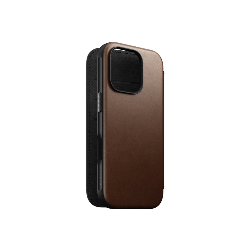 Kožený MagSafe kryt pro iPhone 16 Pro Nomad Modern Leather Folio - hnědý - bonami.click
