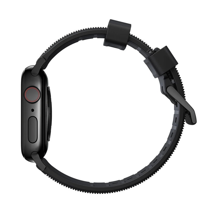 Řemínek pro Apple Watch 42/44/45/49 mm Nomad Rugged Strap - černý s černou přezkou - bonami.click
