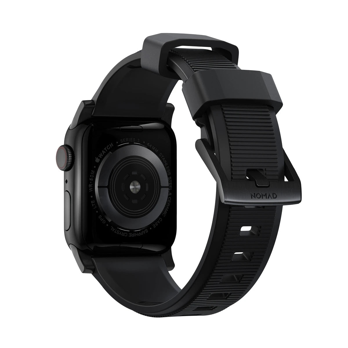 Řemínek pro Apple Watch 42/44/45/49 mm Nomad Rugged Strap - černý s černou přezkou - bonami.click